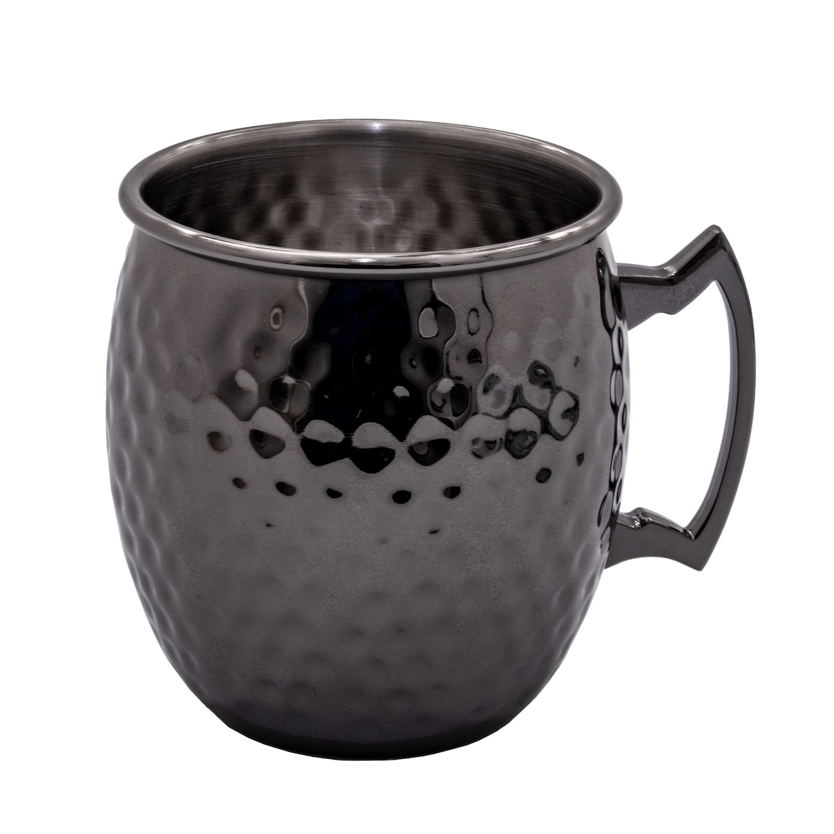 AcMax Moscow Mule Becher Kupferbecher gehämmert Cocktail Tasse mit Hammerschlag Gunmetal black