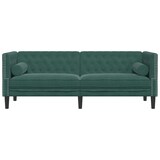 thumbnail of Canapé Chesterfield avec traversins 3 places vert foncé velours Modèle Dervélia