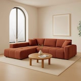 thumbnail of Canapé d'angle avec méridienne gauche en tissu 3 places terracotta