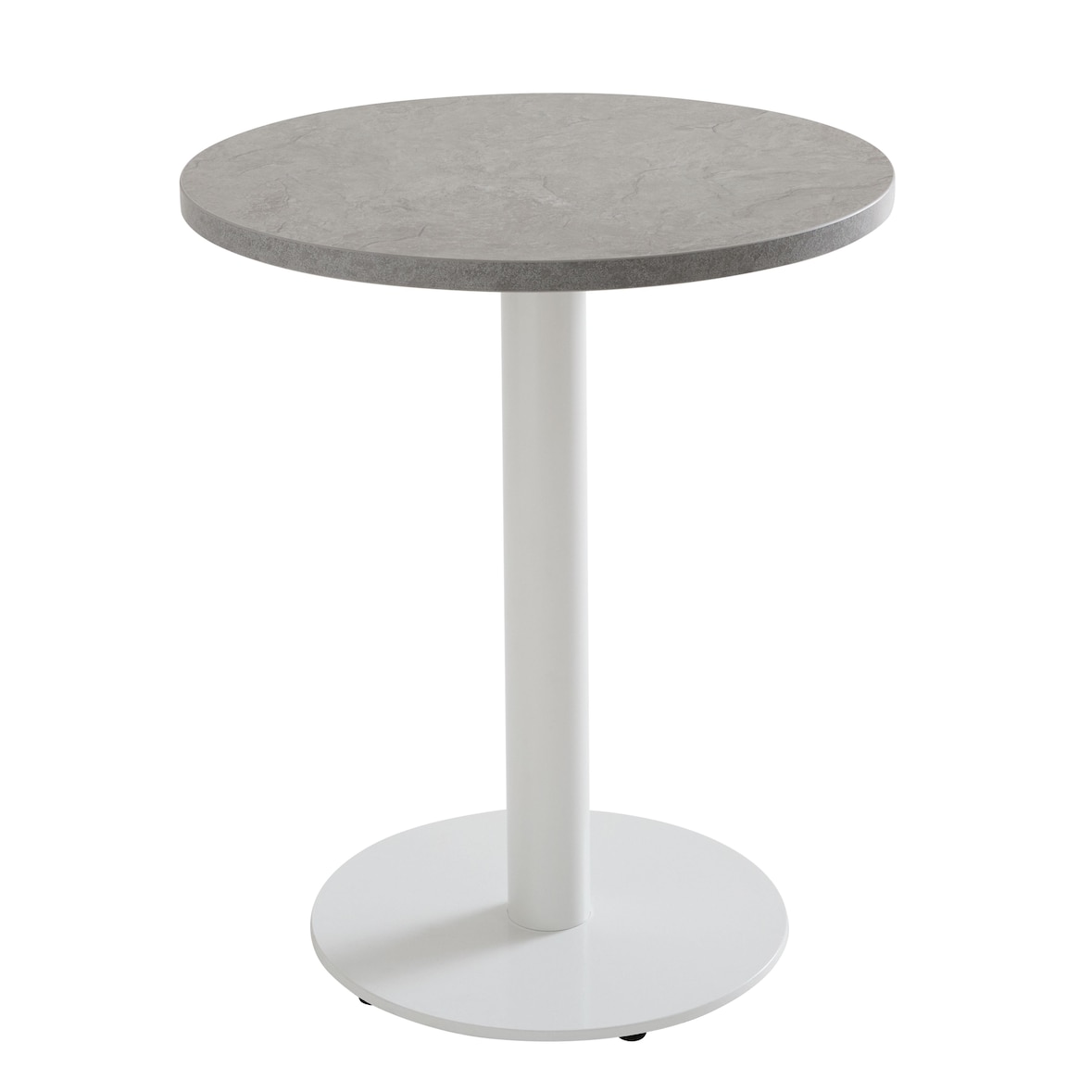 Tisch rund 60 cm weißes Bein und graue Betonbeschichtung
