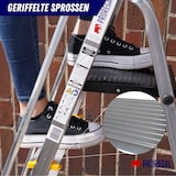 thumbnail of PROREGAL Stufenstehleiter ATLAS mit Werkzeugablage & Handlauf | einseitig begehbar | 7 Stufen | Arbeitshöhe 3,40m | Traglast 150kg