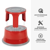 thumbnail of Rollhocker aus Stahl - Elefantenfuß - Hocker für Büro und Gewerbe - 150 kg belastbar - mit Laufrollen - TÜV geprüft / Rot