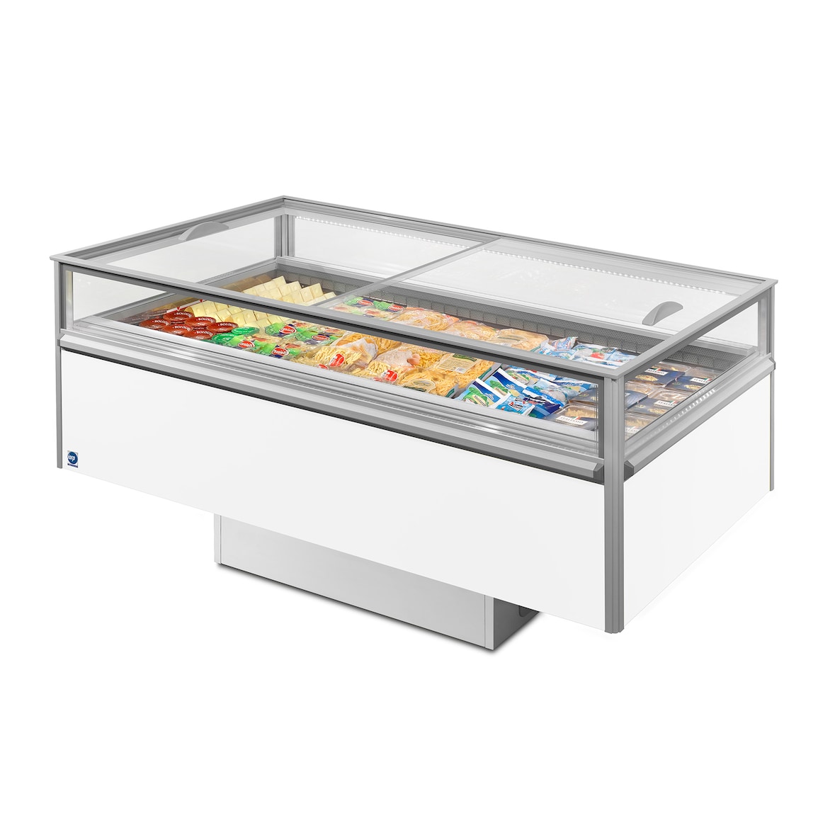 Bac libre service bi-température SVABA.3 200 NP, 2000 x 1000 x 925 mm, ventilé, blanc, couvercles coulissants vitrés