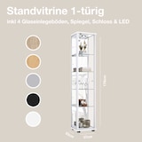 thumbnail of K-Möbel Mobile vetrina in vetro a 2 ante 176x67x33 cm Made in Germany con specchio & serratura & LED Argento