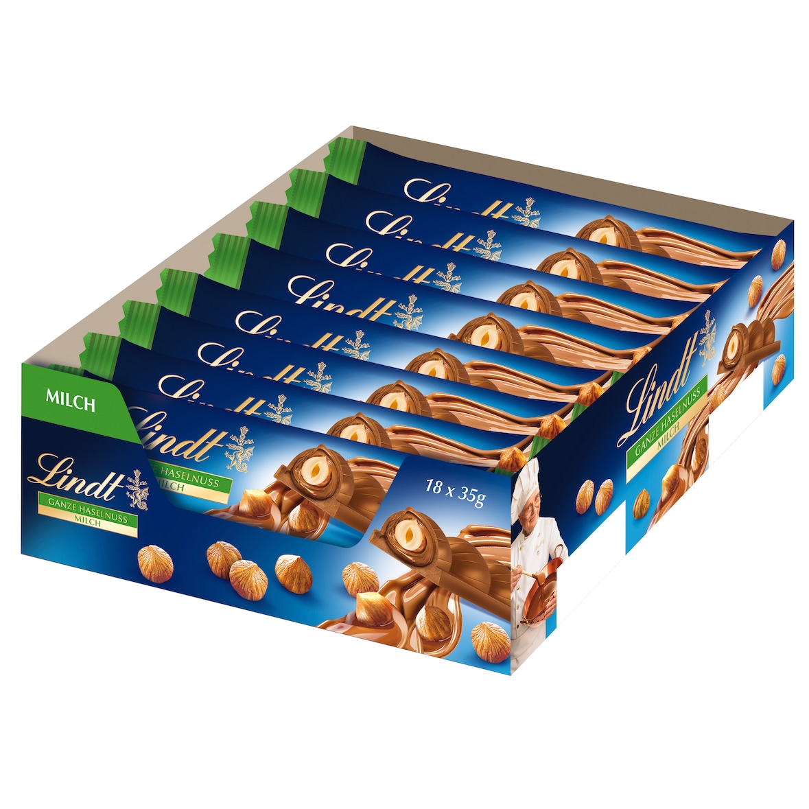Lindt Nuss Deluxe Riegel, Milch 18 x 35 g (630g)