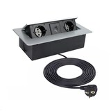 thumbnail of TecLines TES009S 2-fach Einbausteckdose mit USB A/C Charger, 3m Kabel, silber