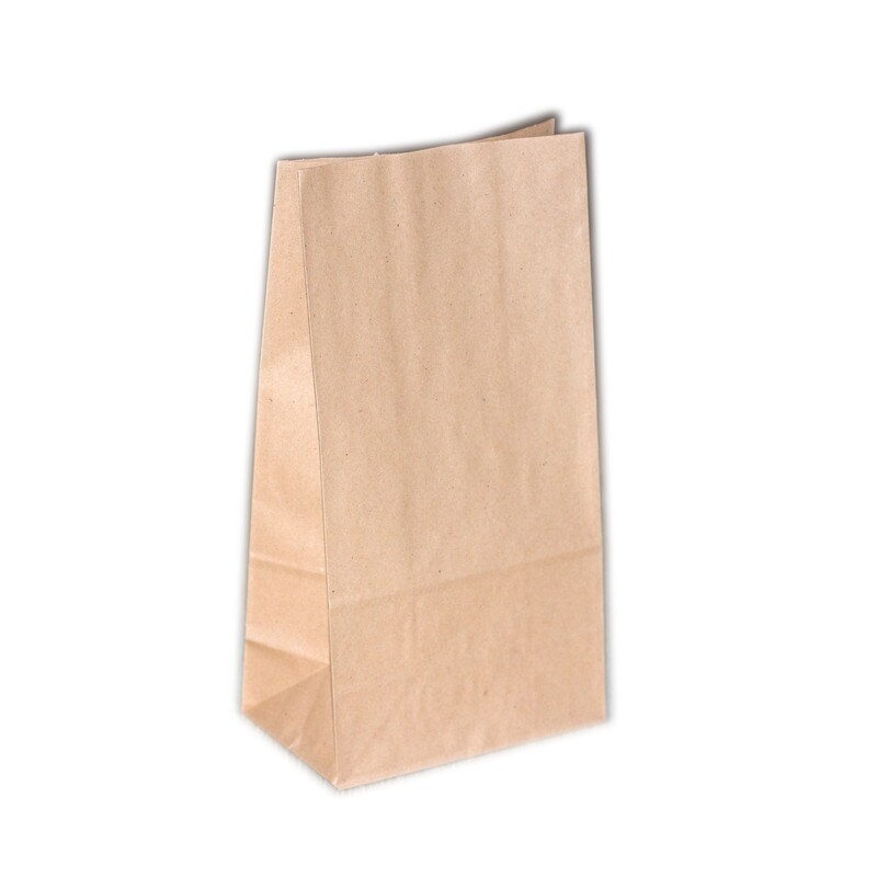 Commerline 250 Stück Papiertragetaschen 15+9x28cm Bodenbeutel Braun Kraftpapier