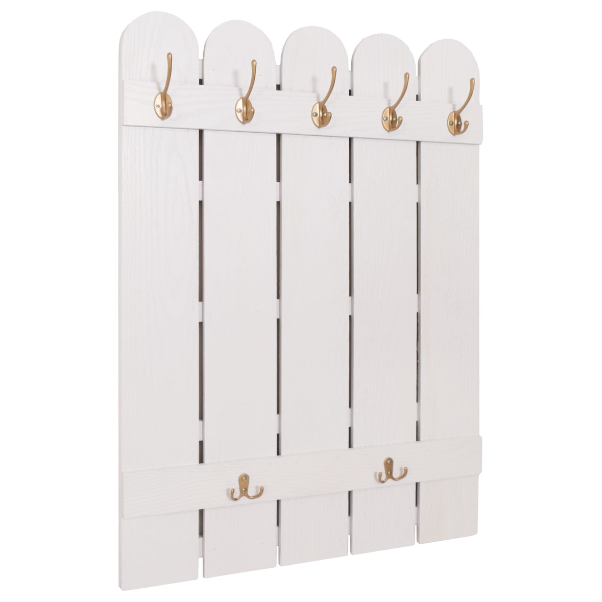 Décoshop26 - Appendiabiti da parete pannello per ingresso con 7 ganci stile country 86x60 cm legno di paulownia bianca 04_0009731