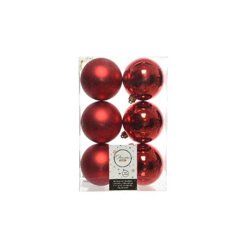 Decoris box 6 sfere rosso natale 80 mm 022052