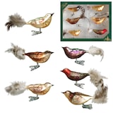 thumbnail of Multicolor Set 11cm Waldvögel aus Glas auf Clip mit 6cm Federschwanz mundgeblasen und handdekoriert, 6-fach sortiert