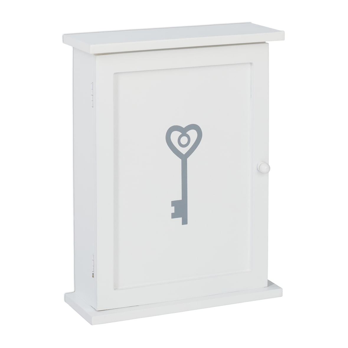 Relaxdays Schlüsselkasten Holz, Schlüssel-Aufdruck, Landhausstil, zum Aufhängen, Schrank HxBxT 29 x 22 x 8 cm, weiß