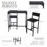thumbnail of Set Table de bar et 2 tabourets modèle LIGNANO coloeur NOIR, pour l'intérieur ou l'extérieur sous pergola, par Yelloo