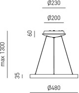 thumbnail of KRIZIA S/P 3000K Weiße Pendelleuchte – 30W LED 2300lm Dimmbar Phasenanschnitt + Einsteckmontage Satiniertes Aluminium – Gea Luce