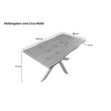 thumbnail of Esstisch Baumkante Holz-Optik Wildeiche 140 x 80 Spider-Gestell silber JOSY