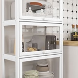 thumbnail of Vitrine Colecionador de 4 Níveis Vitrine Sala de Estar com Portas Abatíveis de Acrílico Anti-Tombo 59x30x139 cm Branco