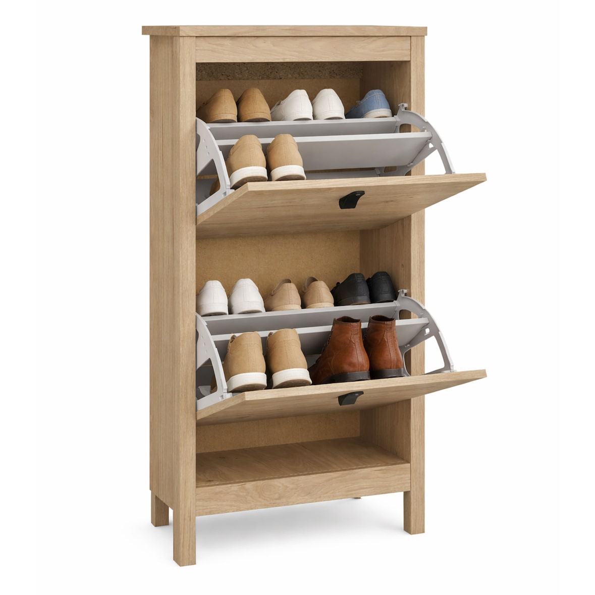 WellHome - Klapbare schoenenkast met 2 klapdeuren in kleur Eiken 54 x 25 x 103 cm - Guadalquivir