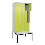 thumbnail of C+P Z-Spind Classic PLUS, Kunststoff untergebaute Sitzbank, 6 Abteile, HxBxT 212x90x82cm, Zylinderschloss, Hellgrau/Clowngrün von PROREGAL