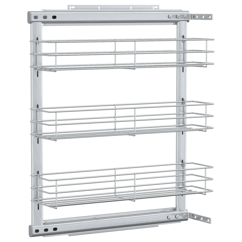 vidaXL Draadmand uittrekbaar 3-laags 47x15,5x55,5 cm zilverkleurig