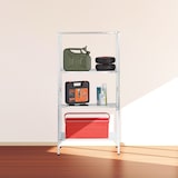 thumbnail of Relaxdays Metallregal verzinkt, 4 Böden, bis 160 kg, Schwerlastregal Stahl, Lagerregal Keller, HBT: 150x75x30 cm, silber