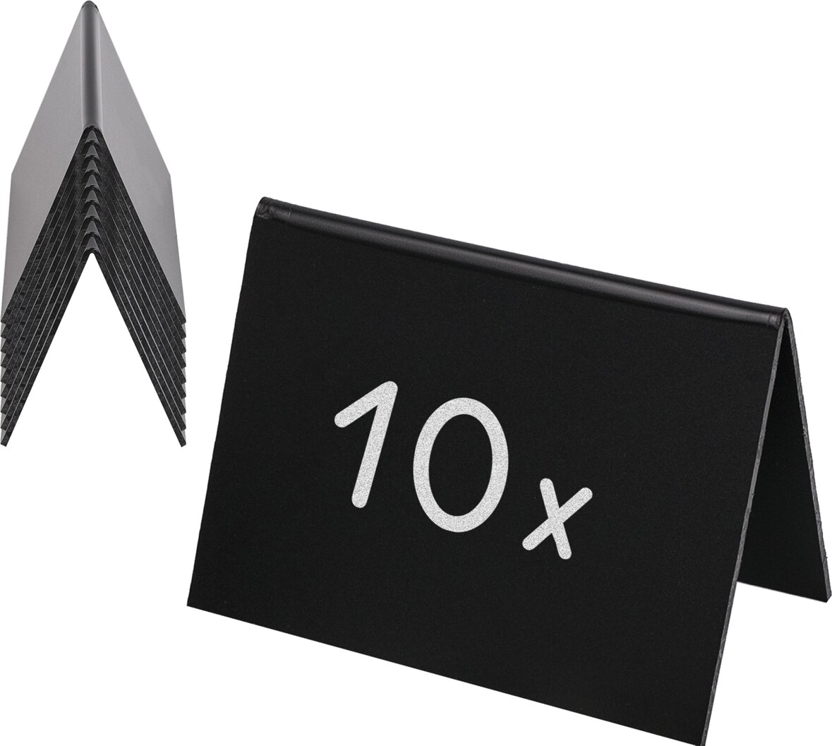 HMF 46413 Tischaufsteller Kreidetafel, 10 Stück, A-Aufsteller, 10 x 7 cm, Schwarz
