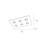 thumbnail of Toplight Plafoniera da soffitto rettangolare 6 luci Area con attacco GX53, struttura colore grigio, design moderno 60x40x3cm