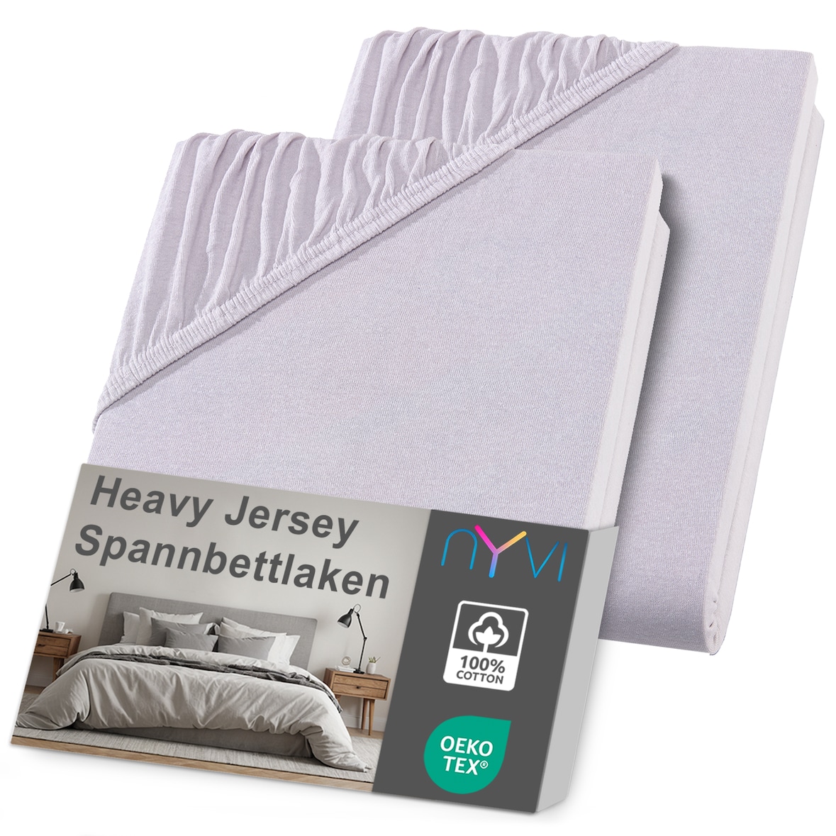 Spannbettlaken DreamScience Heavy Jersey  - Spannbetttuch, Formstabil, 160g/m², Rundum-Gummizug, Bügelfrei 120x200 - 130x200 cm (2er Pack) silber