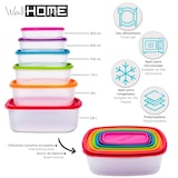 thumbnail of WellHome - Set di 6 contenitori rettangolari impilabili con coperchio multicolore (0,3L + 0,5L + 0,7L + 1,15L + 1,8L + 2,8L)