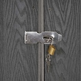 thumbnail of XL 1er-/2er-WPC-Mülltonnenverkleidung HWC-J28, Premium Mülltonnenbox, Metall Holzoptik, erweiterbar ~ grau