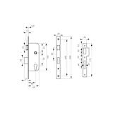 thumbnail of Boitier de serrure encastrable à cylindre pour porte d'entrée, axe 40mm, bouts carrés, noir - THIRARD