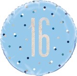 thumbnail of Folienballon blau & silber Zahl 16