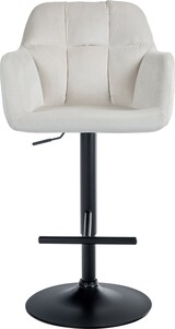 thumbnail of Barhocker TUBEL - Samt Creme 57x59x97 cm Schwarz | Barstuhl Höhenverstellbar Mit Lehne Drehbar Tresenhocker Tresenstuhl Kneipenhocker Kneipenstuhl