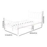thumbnail of OKWISH Einzelbettgestell 140x200 Metallbett Stahlrahmen stabil 150kg belastbar Kopfteil Muster Anti-Rutsch Anti-Lärm Bettgestell für Gästezimmer Weiß