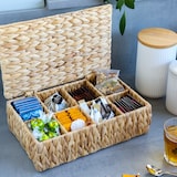 thumbnail of HMF Teebox für Teebeutel geflochten aus Wasserhyazinthe, Tee Aufbewahrungsbox mit 8 großen Fächern, 33 x 21 x 10 cm