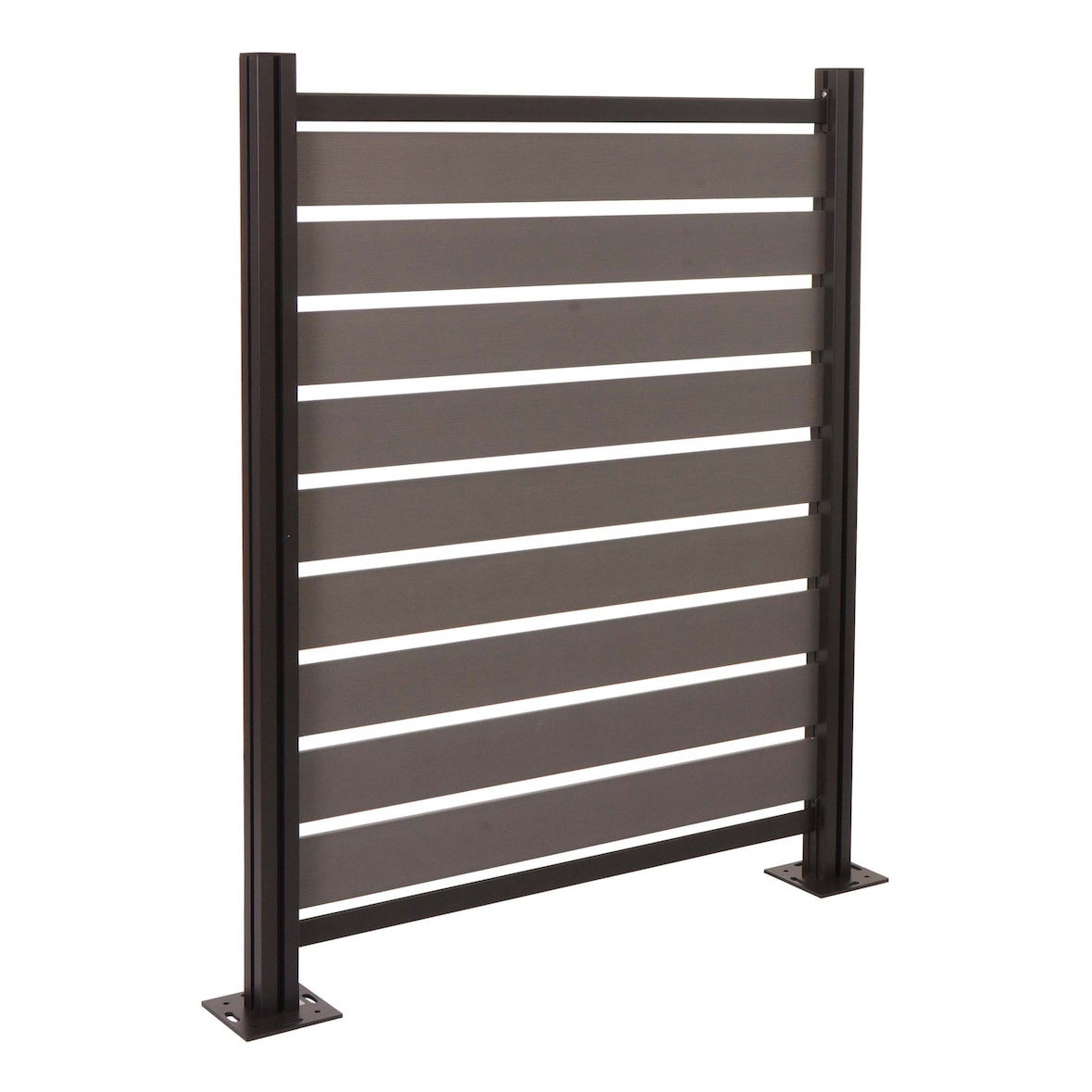 Alu Mülltonnen-Zaun HWC-K57, Basiselement Mülltonnenverkleidung, Holzoptik erweiterbar 130x110x6cm ~ grau