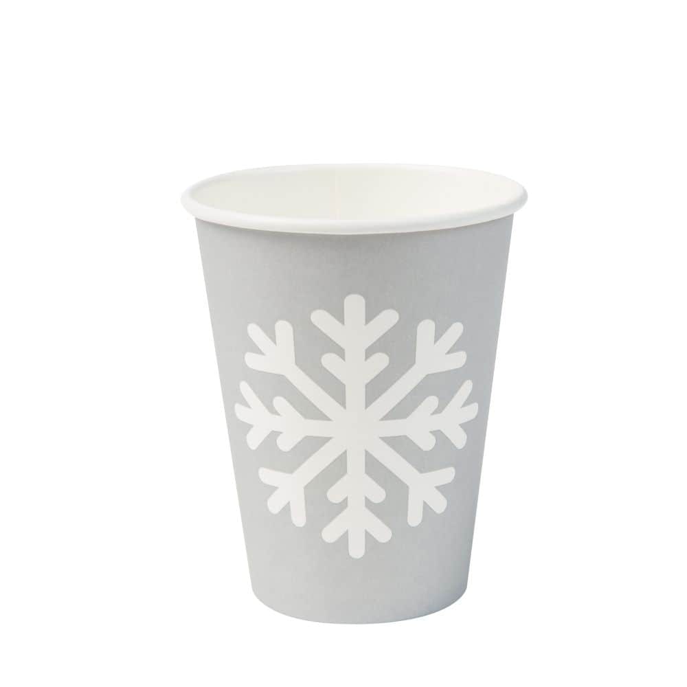 greenbox - Pappbecher Winter "Schneeflocke" 300 ml / 12 oz, Ø 90 mm, grau, 1000 St.