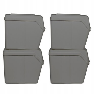 Ensemble De 3 Cubes De Recyclage 105L Prosperplast Sortibox En Plastique Gris 39 2x29 3x33 5