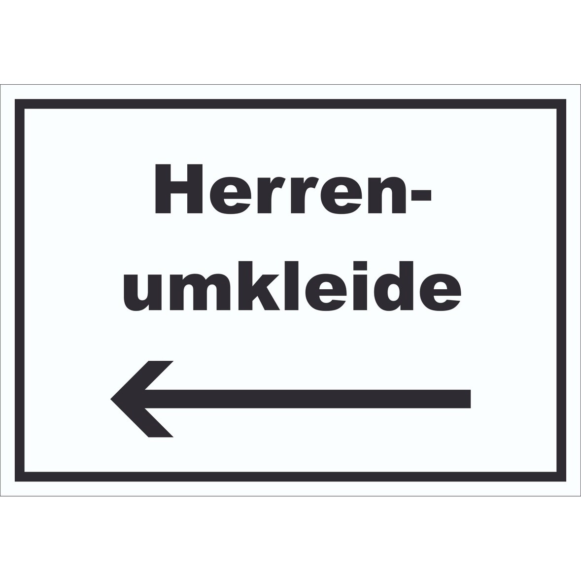 Herrenumkleide Schild mit Text und Richtungspfeil links waagerecht A0 (841x1189mm)
