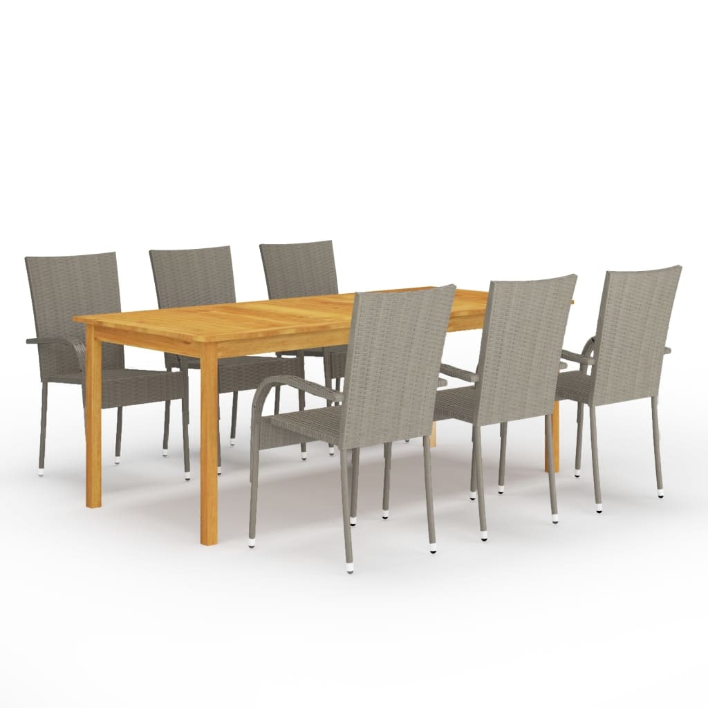Helloshop26 - Conjunto de comedor de jardín exterior de 7 piezas muebles grises 02_0013952