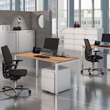 thumbnail of Bisley Cito Schreibtisch 220x80 cm, Tischplatte in Ahorn, U-Gestell in Silber - Bürotisch & Computertisch, PC Tisch für's Büro, Arbeitshöhe: 74 cm