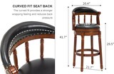 thumbnail of Barhocker 1 Stück aus Echtleder und Holz, schwarz, 360° drehbar, Sitzhöhe 75 cm, mit Rückenlehne