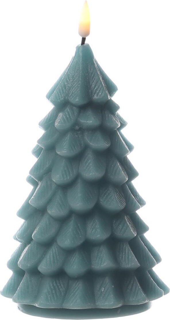 LED Kerze Tannenbaum Weihnachtsbaum Echtwachs flackernd H: 16cm grün