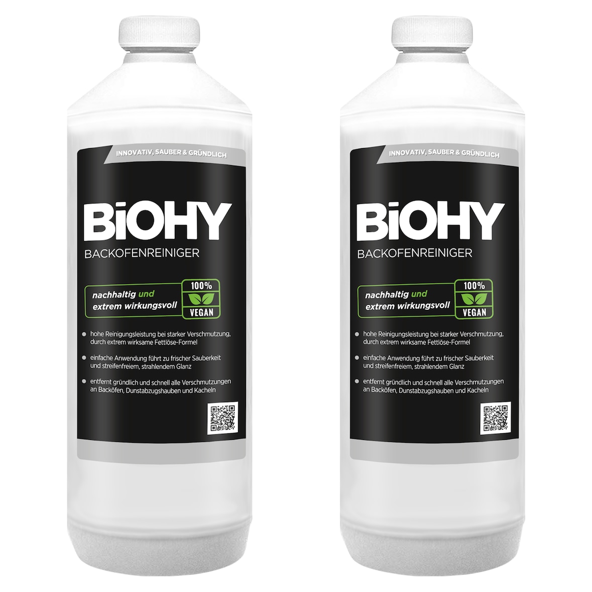 BiOHY Backofenreiniger Hochkonzentrat (2x1l Flasche) | Profi Grillreiniger, Fettlöser EXTRA STARK | Zur einfachen und schnellen Ofenreinigung