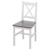 thumbnail of Esszimmer-Set HWC-F77, Sitzgruppe Esszimmergruppe, Massiv-Holz Landhaus 110cm ~ weiß-grau