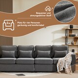 thumbnail of Merax 4-Sitzer-Sofa aus Leinenstoff, mit Armlehnentaschen und 4 Kissen, Sofa im einfachen Stil, geeignet für Wohnzimmer, Wohnung und Büro, Dunkelgrau