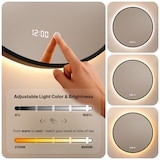 thumbnail of Mirlux Badkamerspiegel met LED Verlichting & Verwarming – Wandspiegel Rond – Anti Condens Douchespiegel - Mat Zwart - 80CM