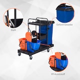 thumbnail of Reinigungswagen Putzwagen 111x63x103 cm mit Auswringer 2 Ablagen 2x18L Eimer Abfallsack 4 Rollen Metall Schwarz für Profieinsatz