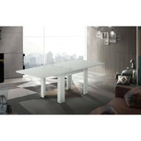 thumbnail of Dmora Ausziehbarer Esstisch Otto, Hilfsküchenkonsole, ausziehbarer Tisch, 100 % Made in Italy, cm 90x90h75, Lärche glänzend weiß
