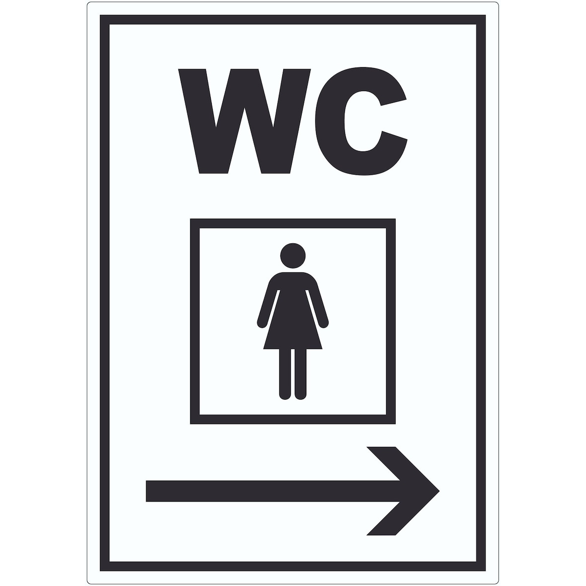 WC Damen mit Pfeil nach rechts Aufkleber A1 (594x841mm)