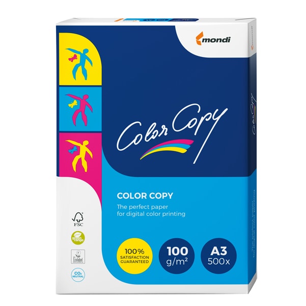 Papel color copy brillo din a3 100 gr paquete 500 hojas