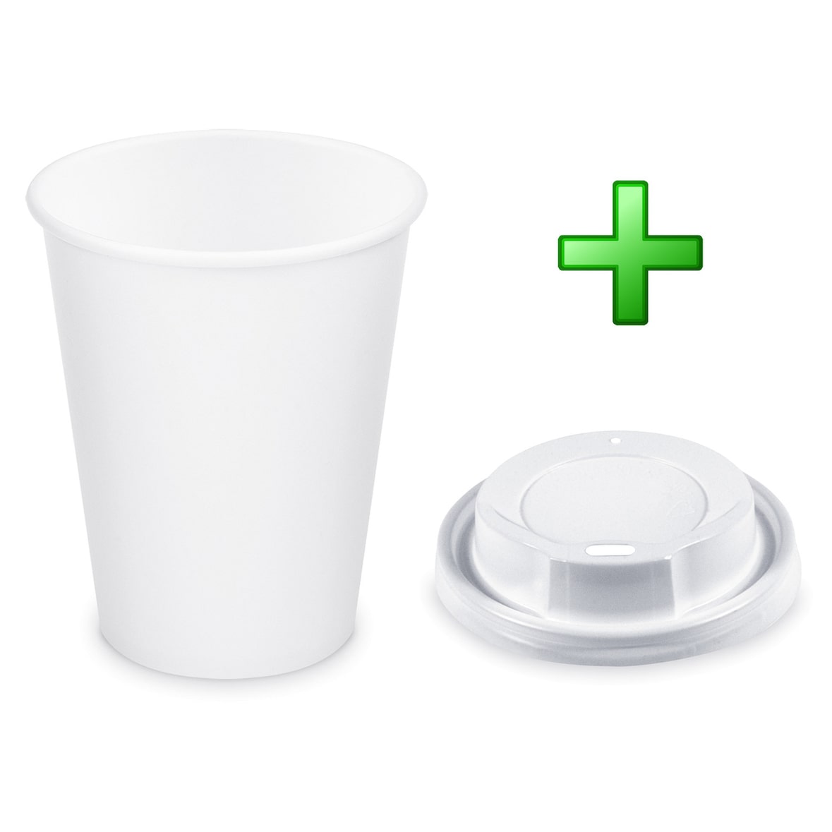 100x Pappbecher Getränkebecher weiß 350 ml 420 ml O 90mm inkl. Trinkdeckel